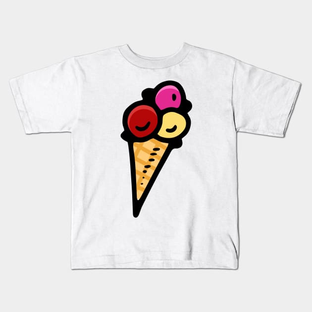 Big Ice Cream Doodle Art Kids T-Shirt by VANDERVISUALS